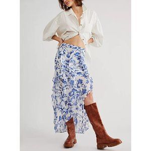 Free People Blue and White Floral Maxi Skirt